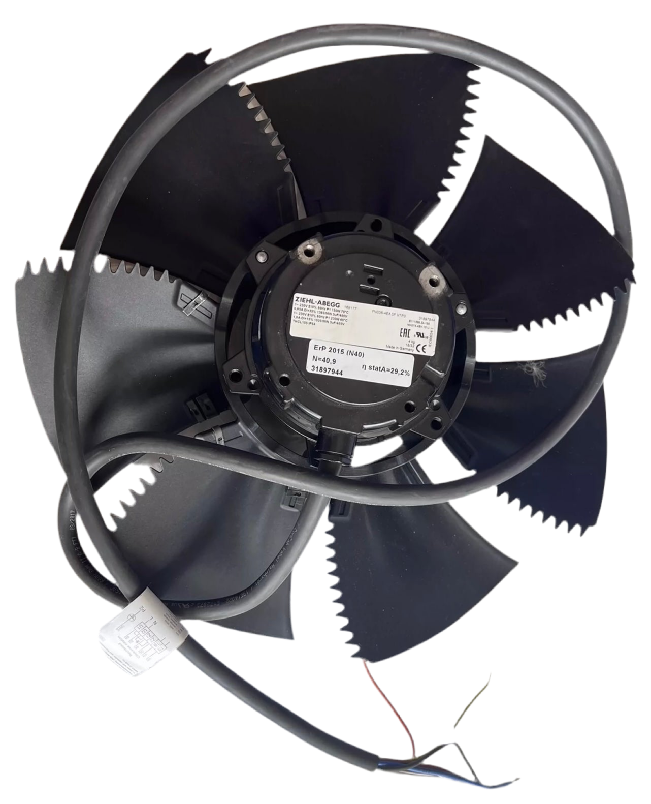 FN035-4EA.0F.V7P3 ZIEHL-ABEGG Axial Fan 0.23/0.15kW 380-480V 1.0/0.65A 1520rpm