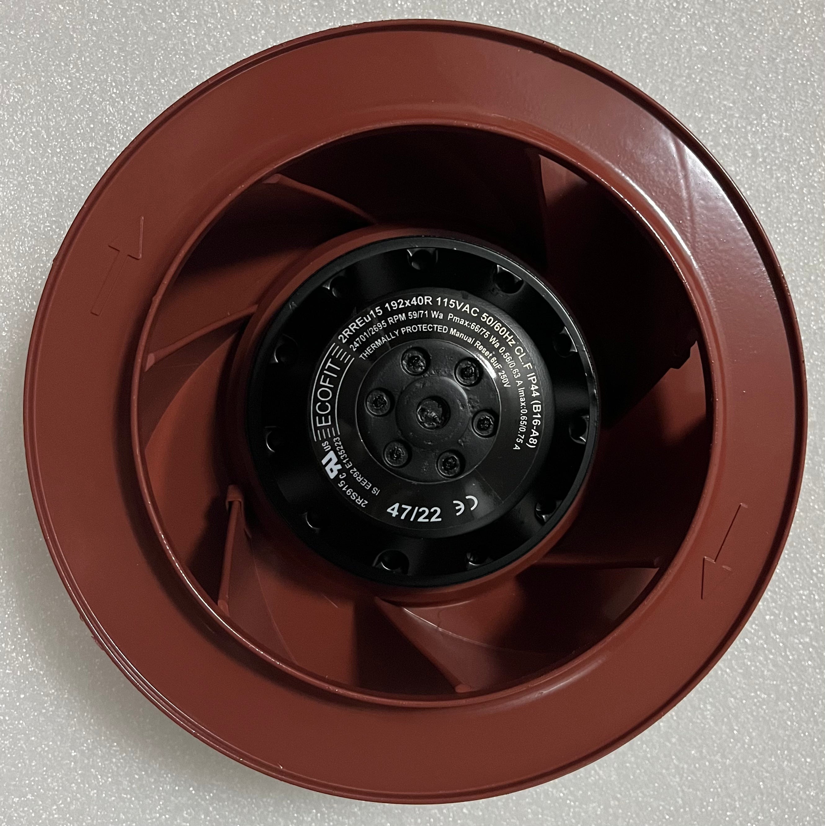 ECOFIT 2RREu15 centrifugal AC fan 192x40R (115V), P/N B16-A8