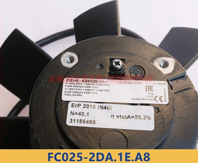 FC025-2DA.1E.A8 ZIEHL-ABEGG Axial Fan 3-400V 50/60HZ