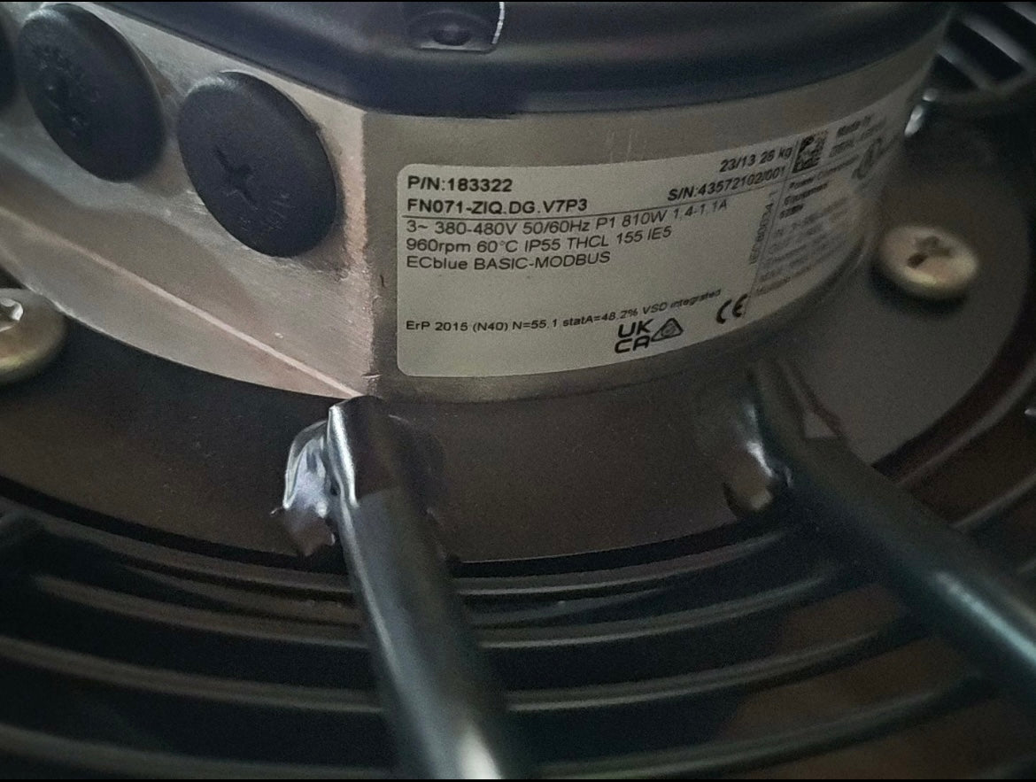 FN071-ZIQ.DG.V7P3 ZIEHL-ABEGG Axial Fan 380/480V 50/60HZ MK116-ZIK.11.UA