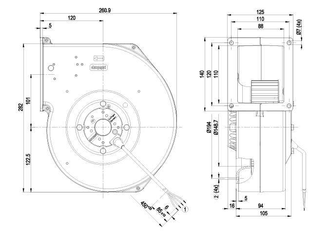 G2E180-EH03-01 ebm papst centrifugal fan