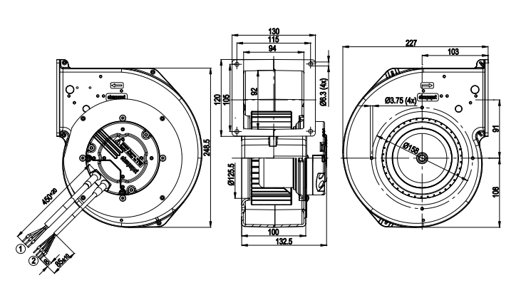 G3G146-AB54-01 ebm papst centrifugal fan Motor M3G074-CF