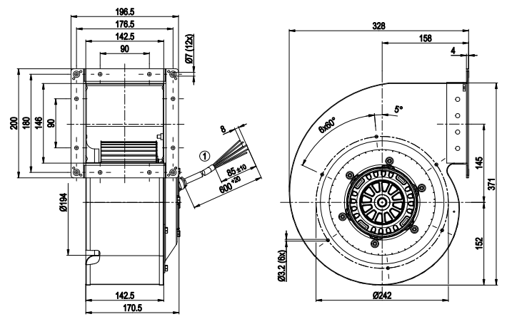 G4E225-DK05-03 ebm papst centrifugal fan Motor M4E094-FA