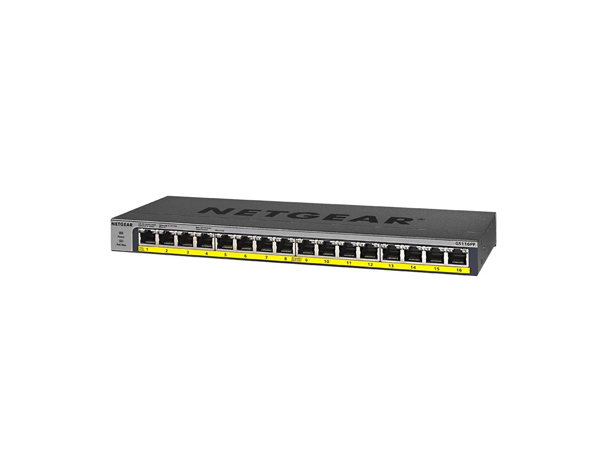 NETGEAR GS116LP 16-Port PoE/PoE+ Gigabit Ethernet Unmanaged Switch