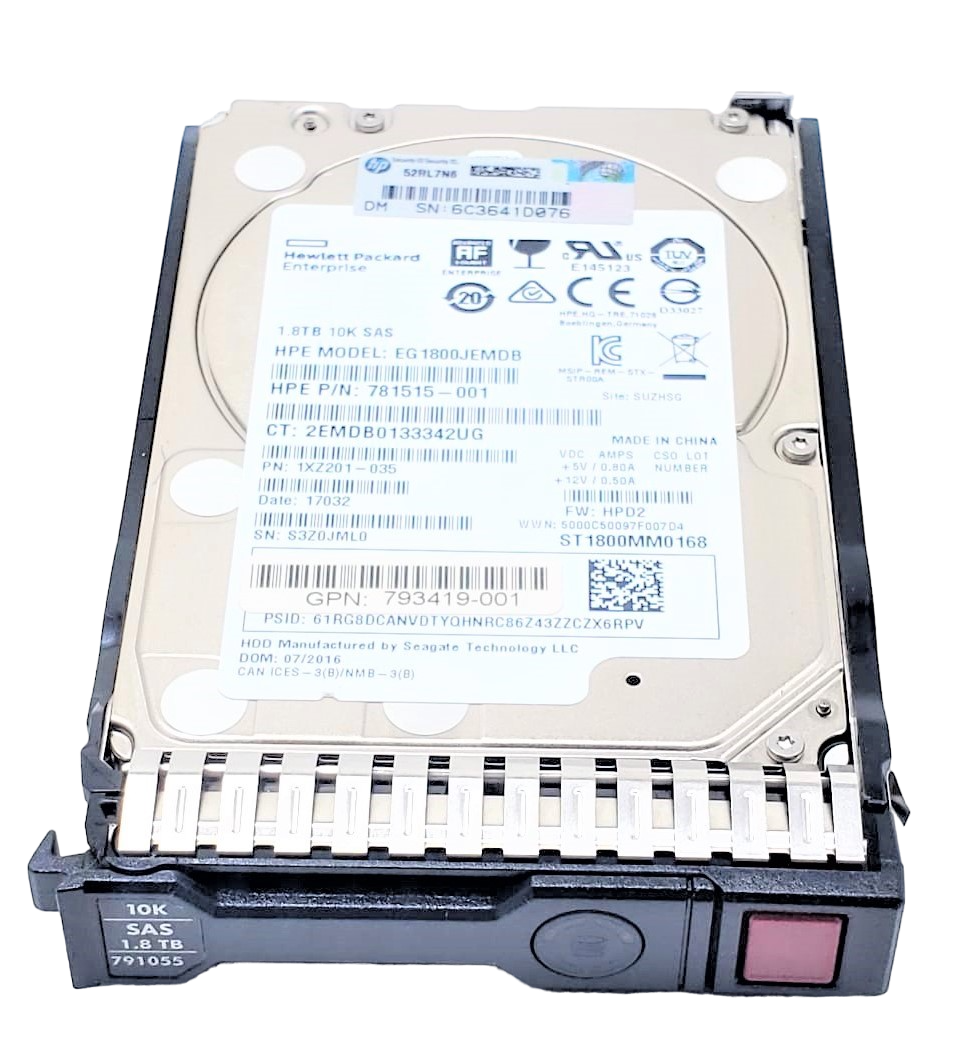 HPE 1XJ203-035 - 1.8TB 10K ENT SC 12G SAS 2.5" Hard Drive for HPE ProLiant BL420 BL460 DL160 DL360 DL360P DL580 ML150 ML350 SL230S G9 G10