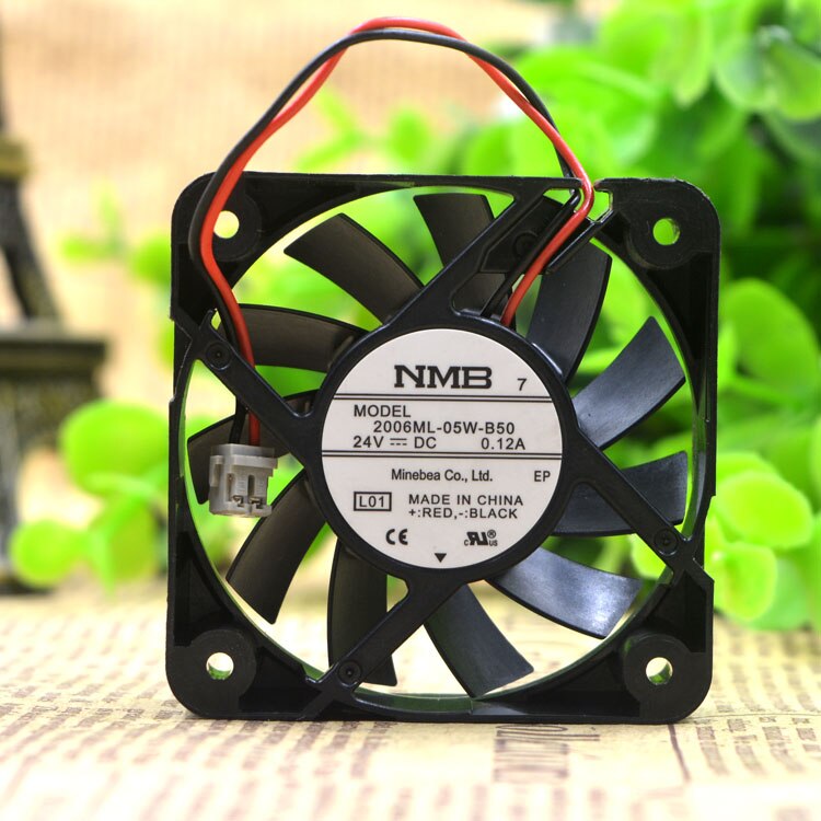 NMB 2006ML-05W-B50 50x50x15mm 24V DC 0.12A 2-Wire Axial Cooling Fan