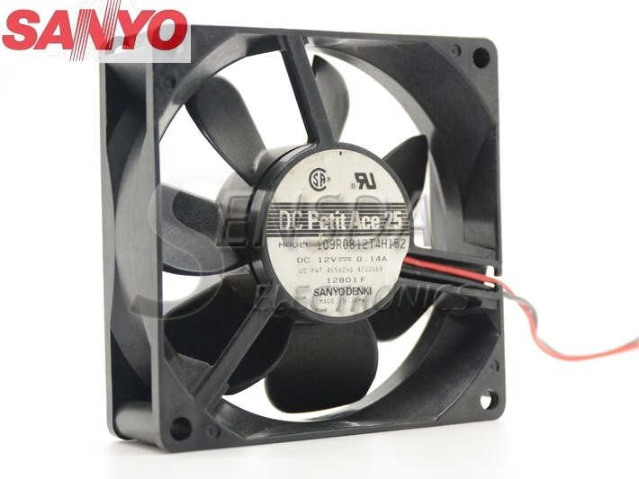 Sanyo Denki 109R0812T4H152 80x80x25mm 12V DC 0.14A 2-Wire Axial Cooling Fan