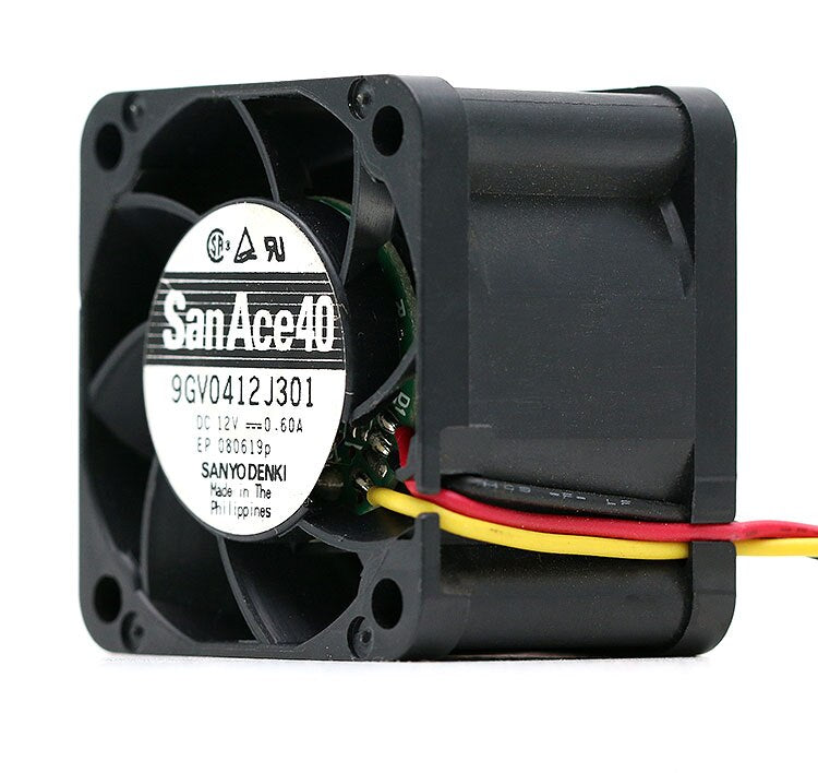 Sanyo Denki 9GV0412J301 40x40x28mm 12V DC 0.6A 3-Wire Axial Cooling Fan