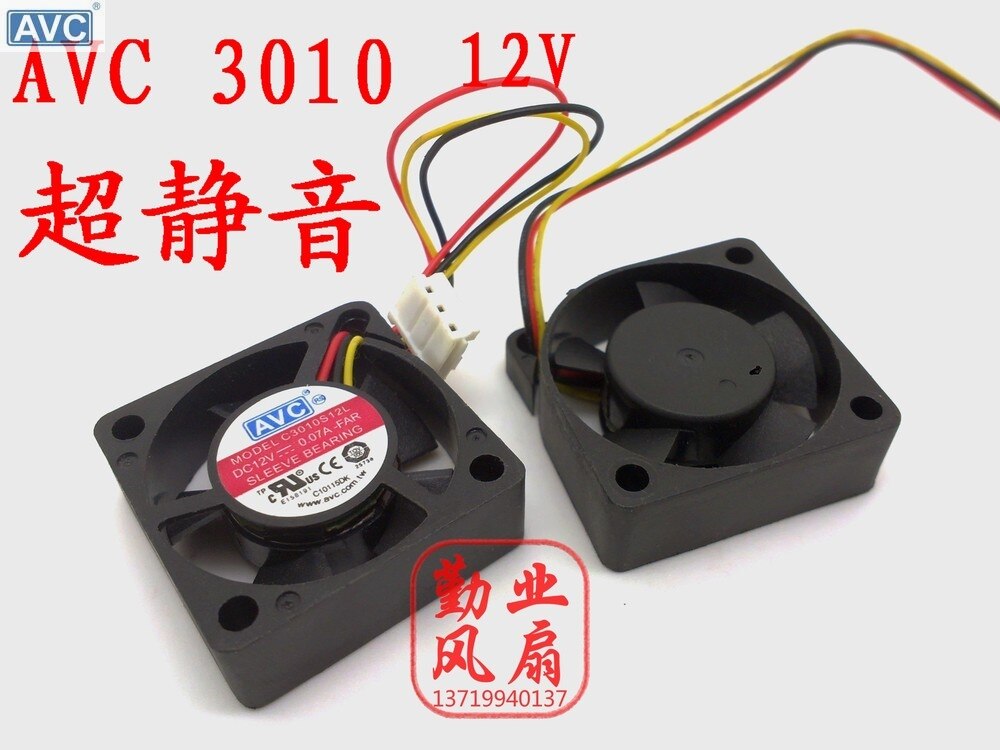 AVC C3010S12L 30x30x10mm 12V DC 0.10A Axial Cooling Fan
