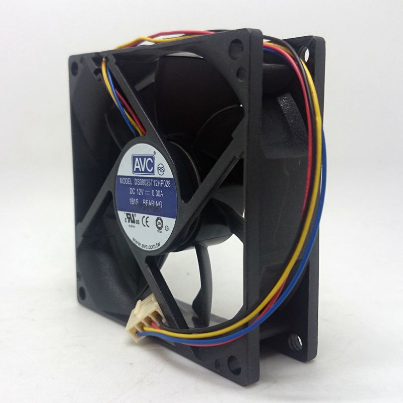 AVC DS08025T12HP028 80x80x25mm 12V DC 0.3A 4-Wire Axial Cooling Fan