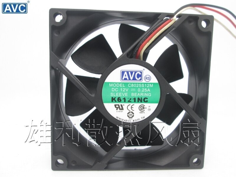 AVC C8025S12M 12V DC 0.25A Axial Cooling Fan