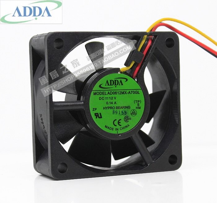 ADDA AD0612MX-A70GL 60x60x25mm 12V DC 0.14A Axial Cooling Fan