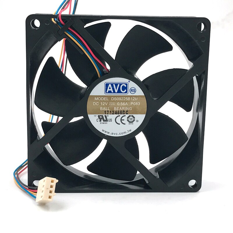 AVC DS09225B12U 90x90x25mm 4-Wire Axial Cooling Fan