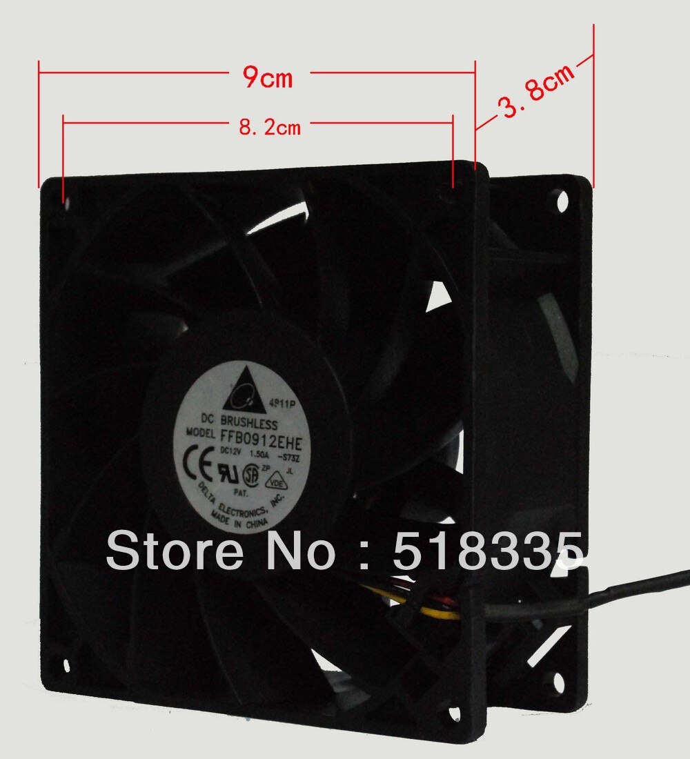 Delta FFB0912EHE 92x92x38mm 12V DC 1.50A Axial Cooling Fan