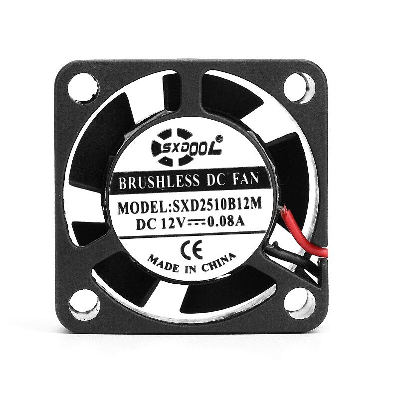 SXDOOL SXD2510BM 25x25x10mm 12V DC 2-Wire Axial Cooling Fan