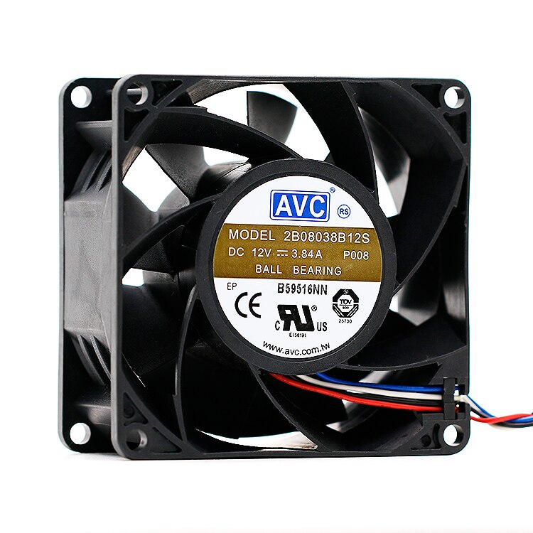 AVC 2B08038B12S 80x80x38mm 12V DC 3.84A Axial Cooling Fan