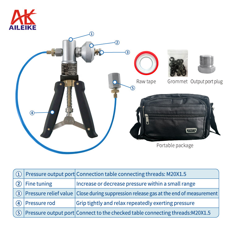 AILEIKE101SA Pneumatic Source Instrument Hand Test Pump for Marine Pressure Calibrator 0~30psi Calibration