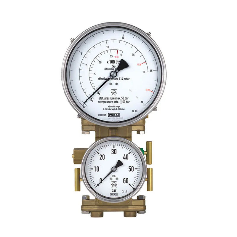 For WIKA Series 712.15.160 100mm Stainless Steel Case Differential Pressure Gauge for Gas Liquid HVAC Applications
