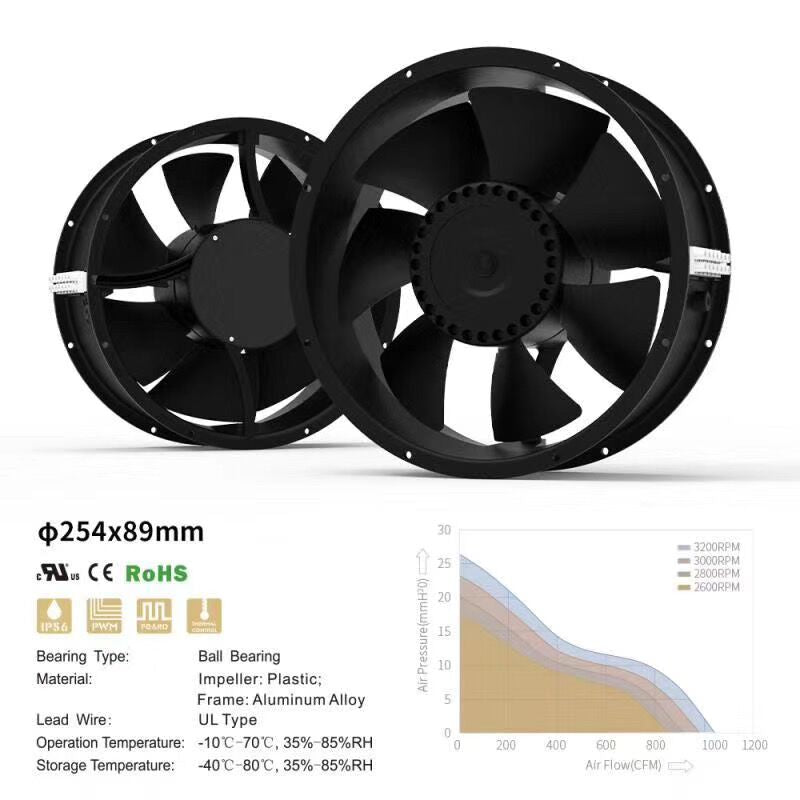 25489 25x25x48mm 110-240V AC Axial Cooling Fan