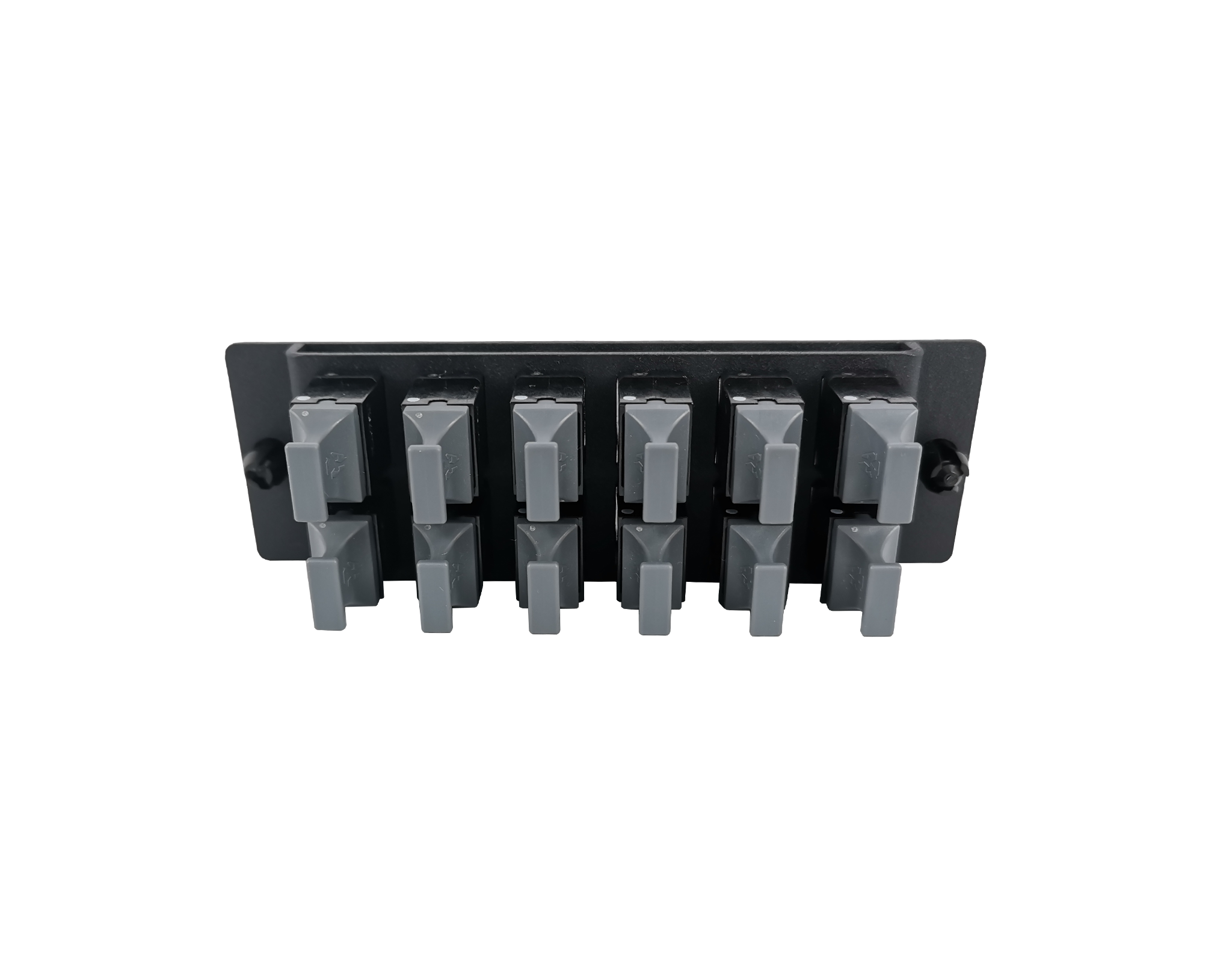 FHD Fiber Adapter Panel, OS2/OM3/OM4, 12x MTP® Key Up to Key Down (Black) Adapter, Ceramic Sleeve