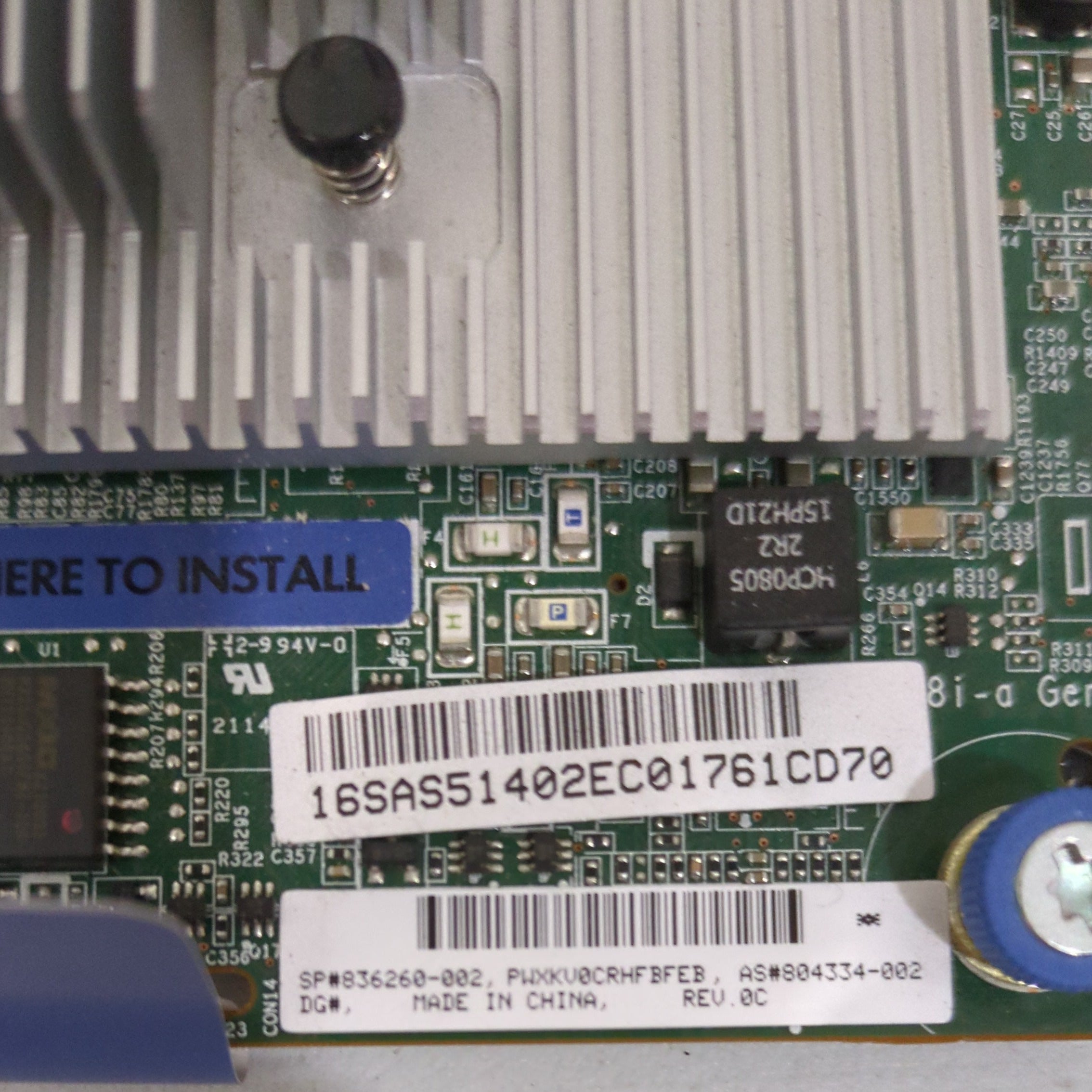 HPE 836260-002 - P408i-a SR Gen10 Controller Rear View | Alo Tech Solutions