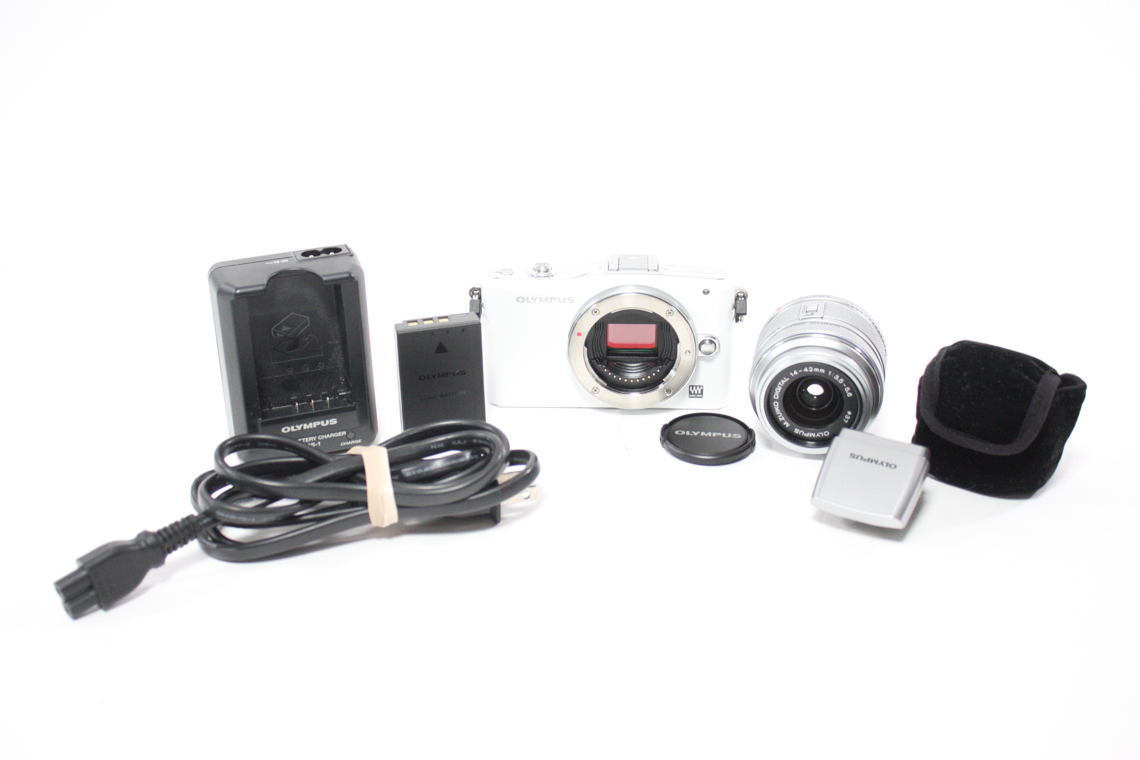 Olympus Pen Mini E-PM1 Digital Mirrorless Camera with 14-42mm f/3.5-5.6 II R MSC Lens with Shutter Count 8,150