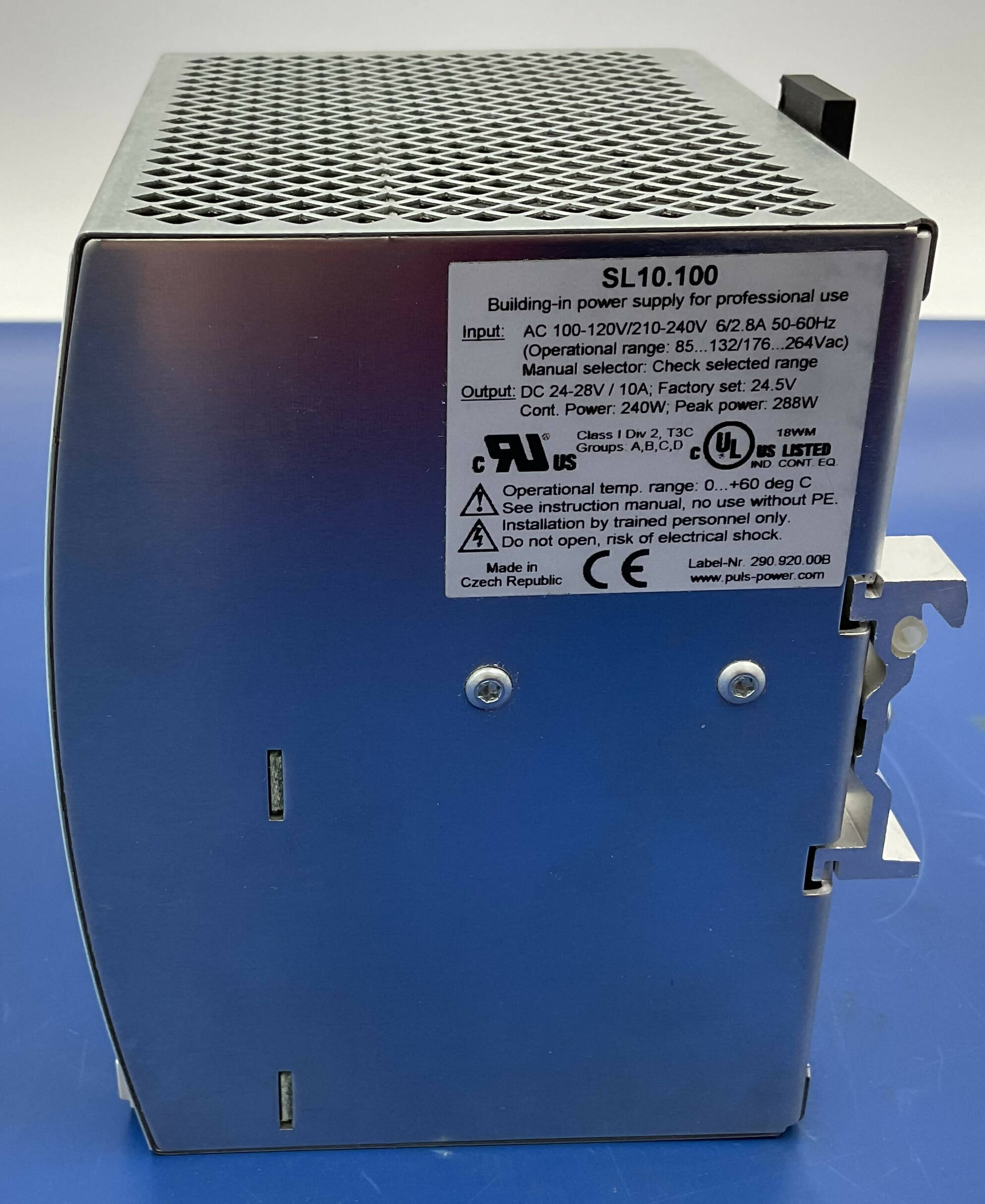 Siemens SL10.100 - PULS DIN Rail Power Supply 24V 10A Label | Alo Tech Solutions