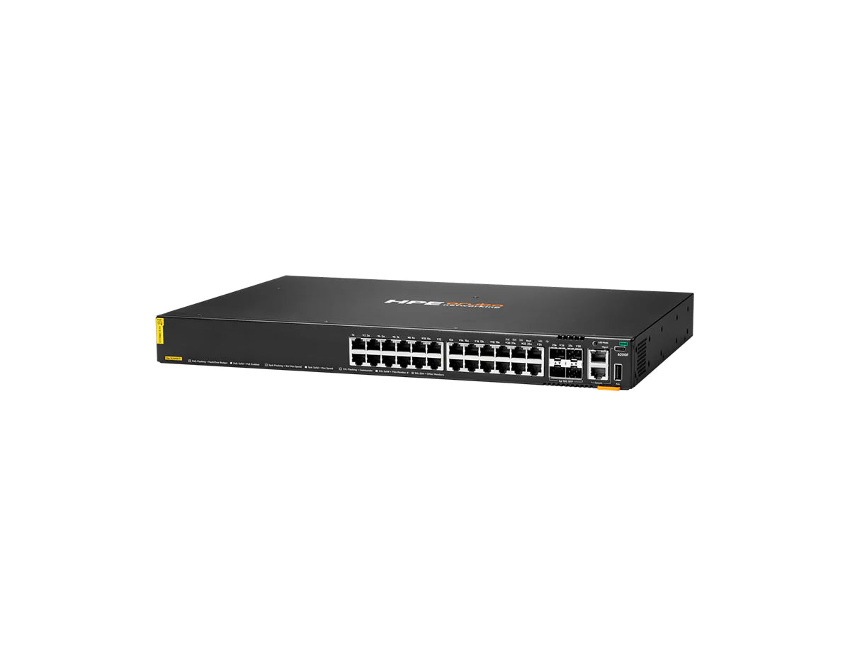 HPE Aruba Networking JL662A CX 6300M 24-Port 1GbE PoE+ Switch with 4 SFP56 Uplinks