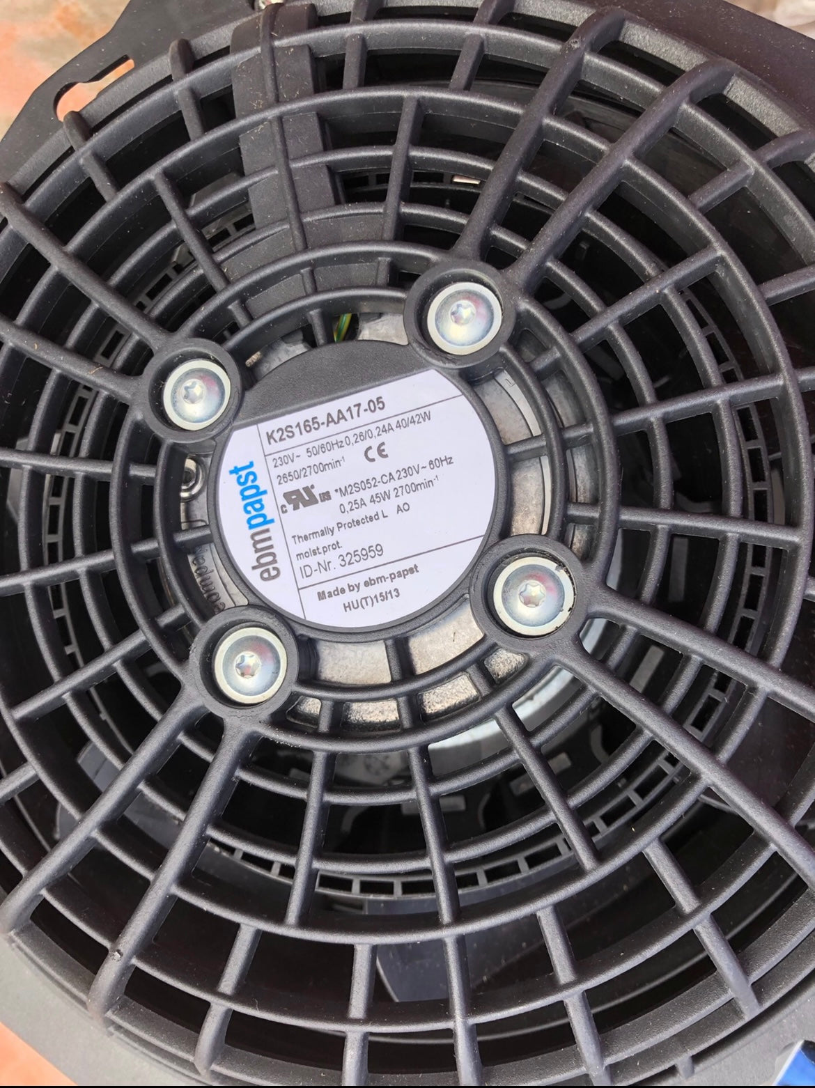 K2S165-AA17-05 Ebmpapst Centrifugal Fan 230Vac 40/42W 2650Rpm Rittal SK3241.100 Cabinet Fan