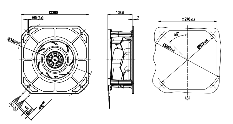 K3G250-RE07-07 Centrifugal Fans Motor M3G055-DF