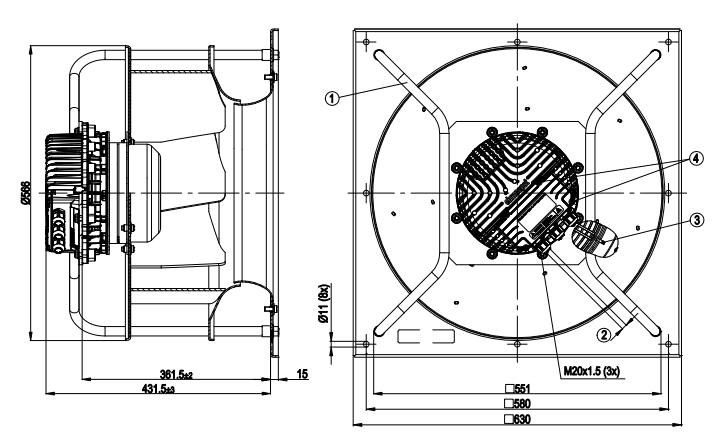 K3G500-PB33-01/F01 ebm-papst Centrifugal fan 400V High-Efficiency Industrial Fan