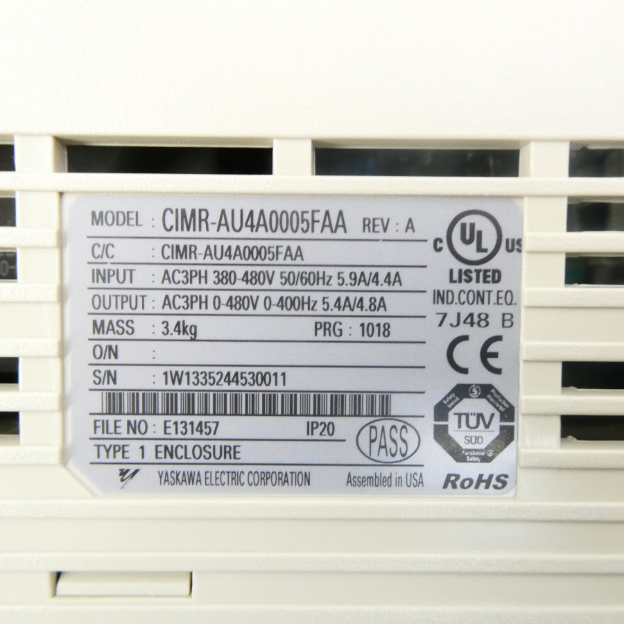 YASKAWA ELECTRIC CIMR-AU4A0005FAA 380-480V 5.9/4.4A REV. A NSNP