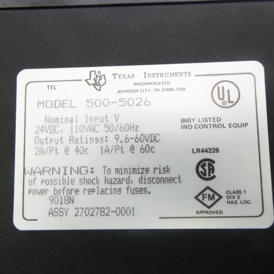 TEXAS INSTRUMENTS 500-5026 110VAC UNMP