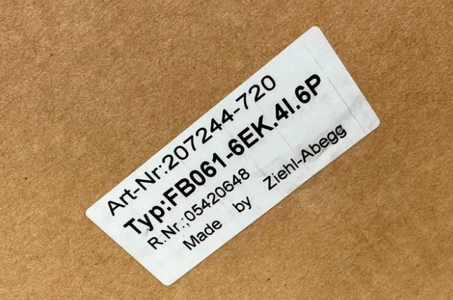FB061-6EK.4I.6P ZIEHL-ABEGG Axial Fan 230V 0.55kW 2.5A 910rpm