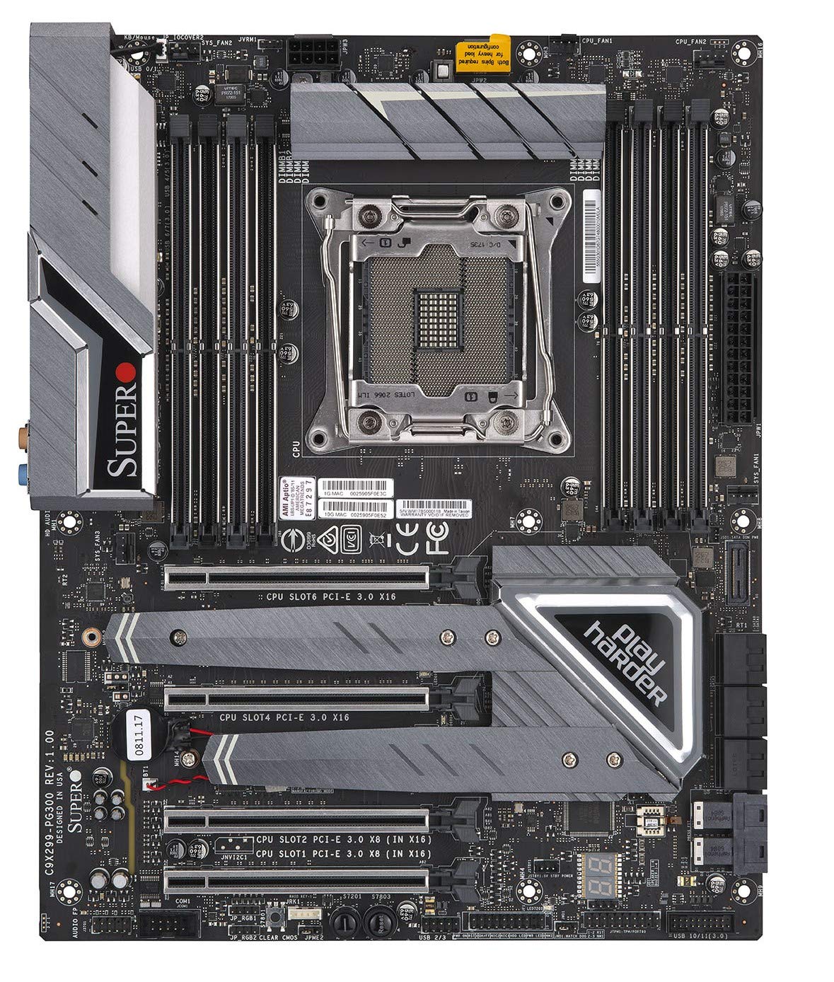 Supermicro C9X299-PG300 ATX Socket LGA2066 X299 - USB 3.0, USB 3.1 USB-C - 10 Gigabit LAN Gigabit LAN - HD Audio (8-channel) Server Motherboard.