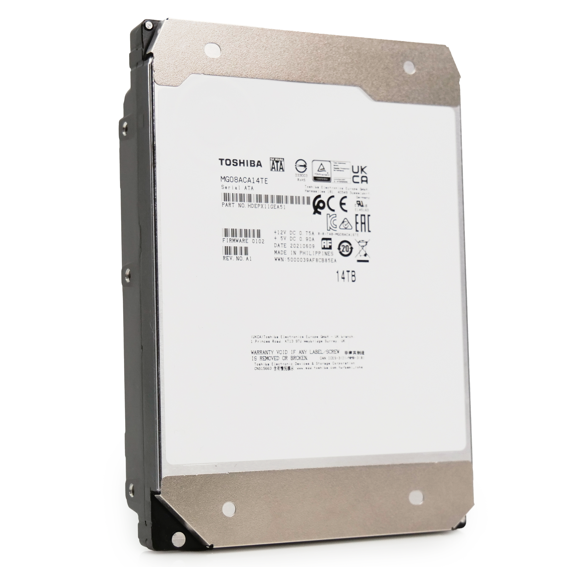 Toshiba MG08 MG08ACA14TE 14TB 7.2K RPM SATA 6Gb/s 512e 3.5in Refurbished HDD