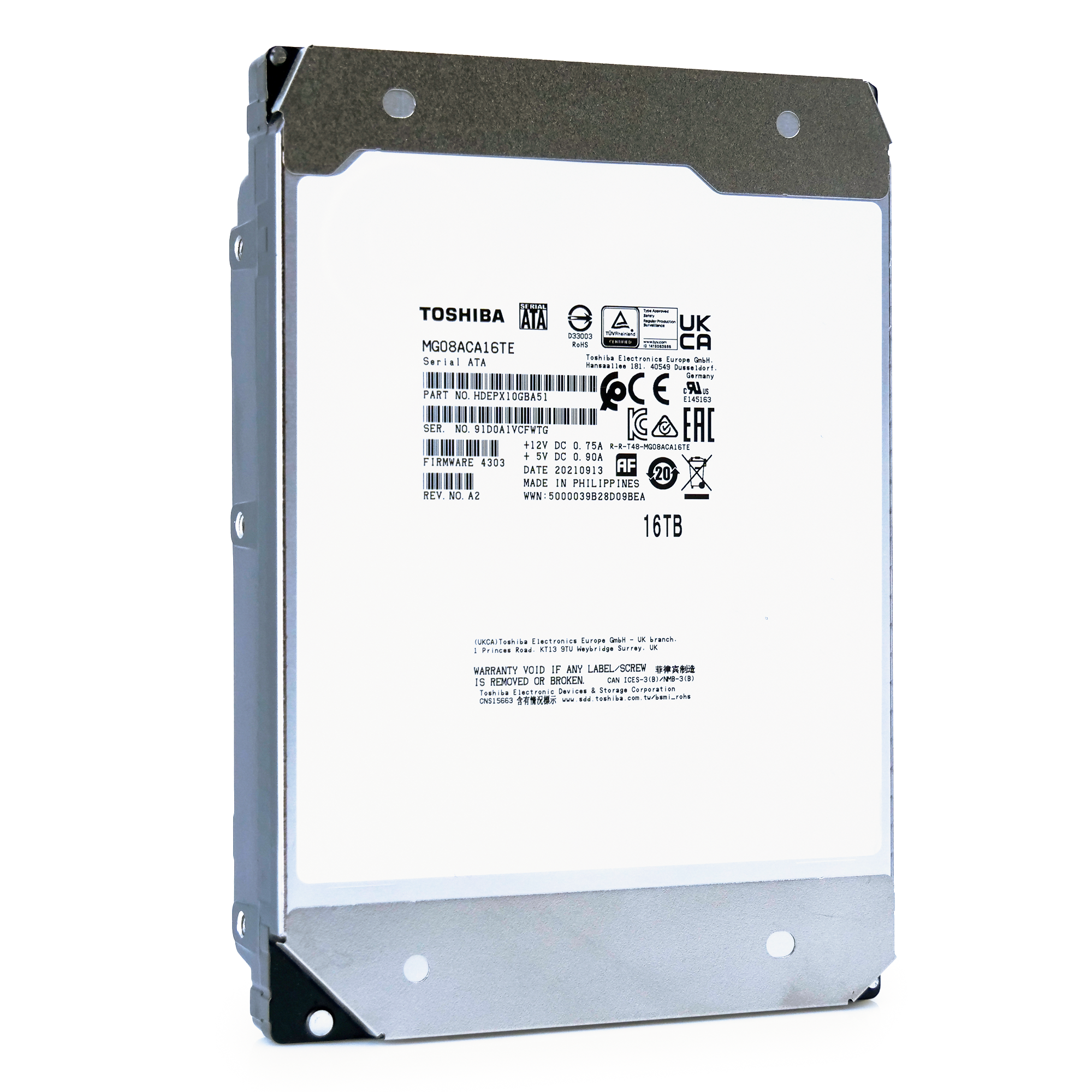 Toshiba MG08 MG08ACA16TE 16TB 7.2K RPM SATA 6Gb/s 3.5in Hard Drive