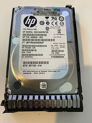 HP 1TB 2.5 Inch SAS 7200 RPM Hard Disk 653954 605832-002 9RZ268-035 MM1000FBFVR