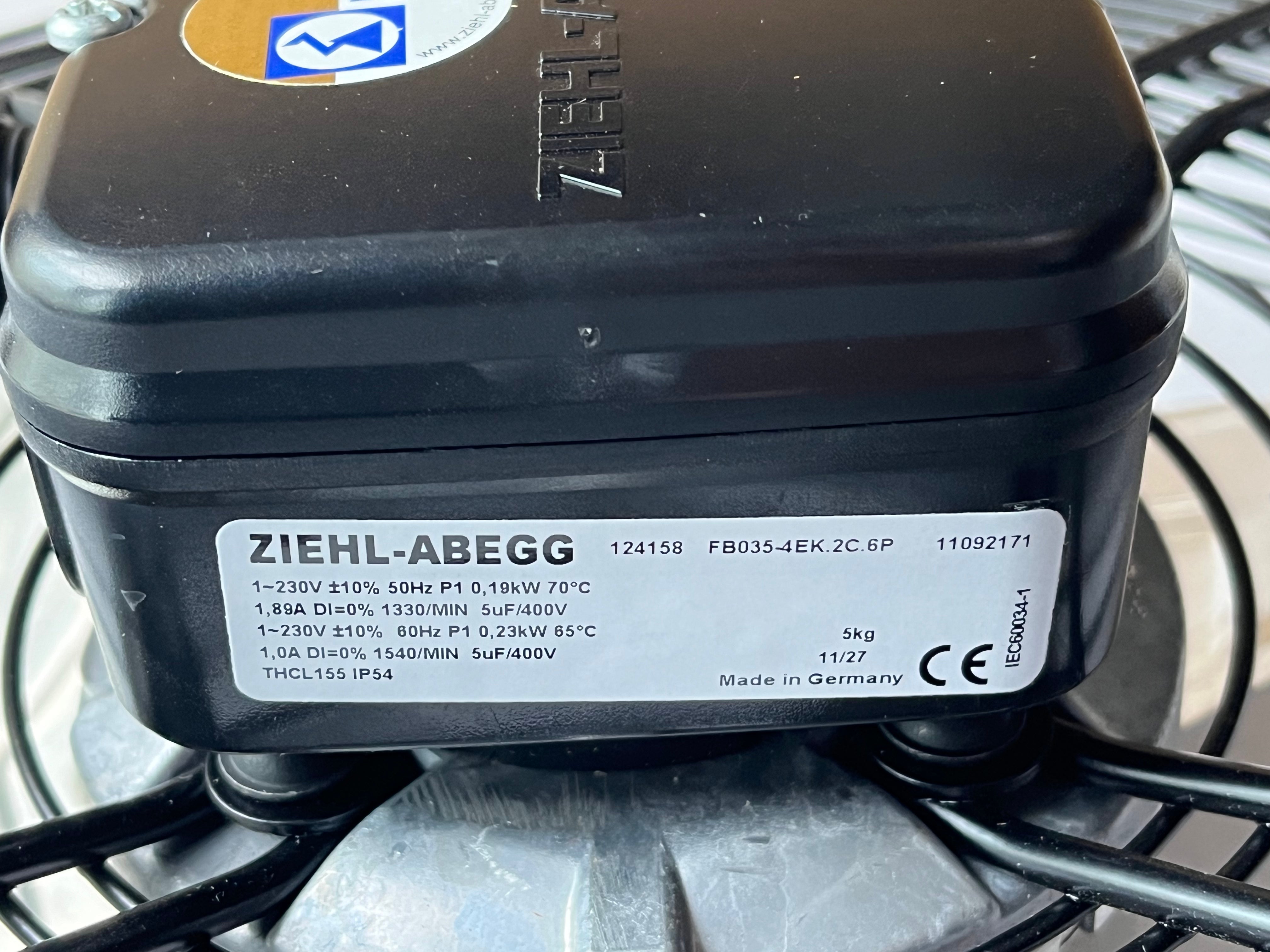 FB035-4EK.2C.6P ZIEHL-ABEGG Axial Fan 0.19/0.23kW 230V 1.89/1.0A 1330/1540rpm