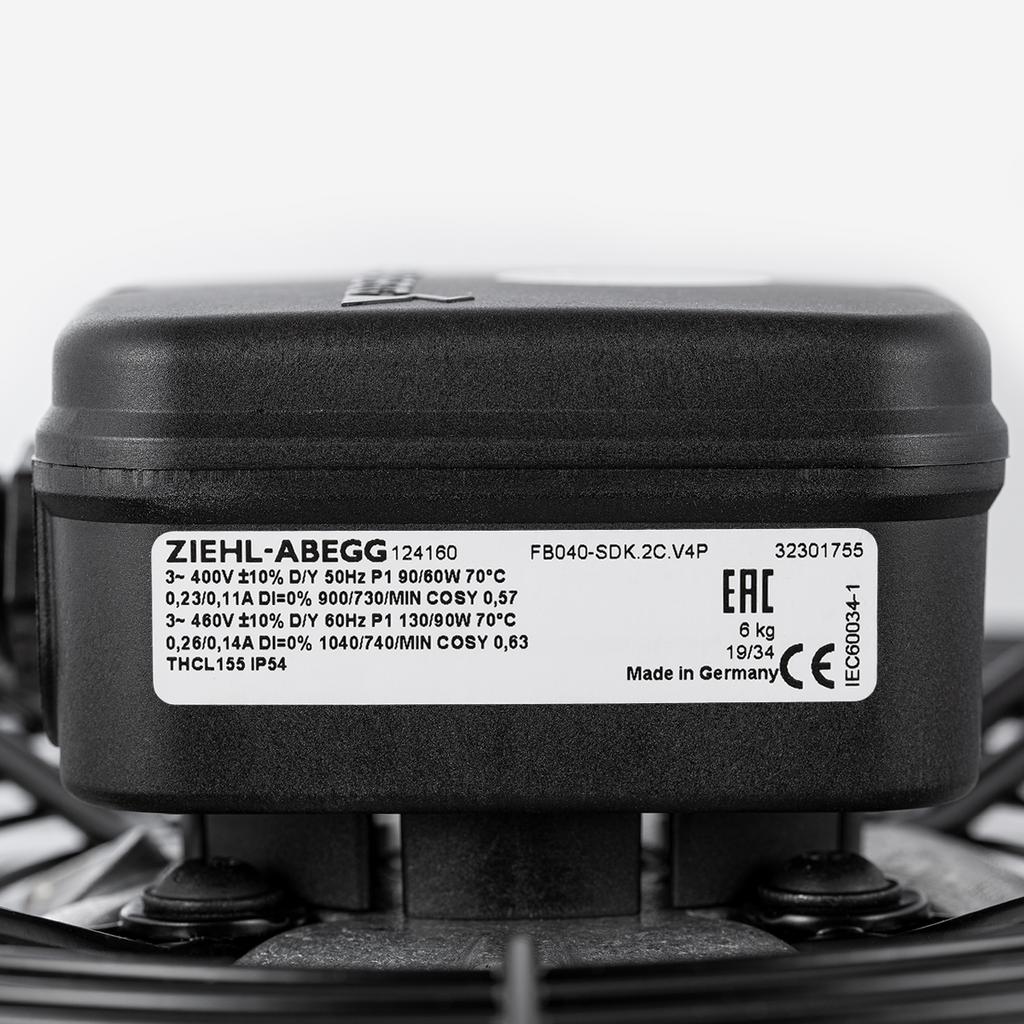 FB040-SDK.2C.V4P ZIEHL-ABEGG Axial Fan 400V 0.09/0.06kW 0.23/0.11A 1410rpm