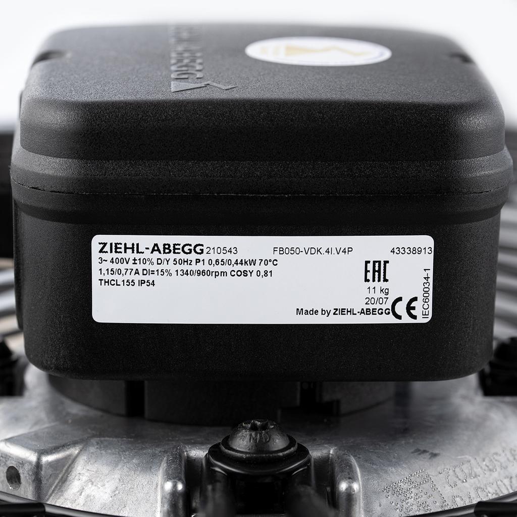 FB050-VDK.4I.V4P ZIEHL-ABEGG Axial Fan 3-380/480V 0.55/0.44kW 1.17/0.77A 1340/960rpm