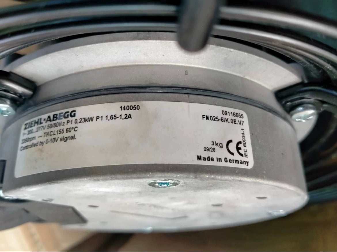 FN025-6IK.0E.V7 ZIEHL-ABEGG Axial Fan 0.23kW 200/277V 1.65/1.2A 3000rpm MK074-6IK.09.L