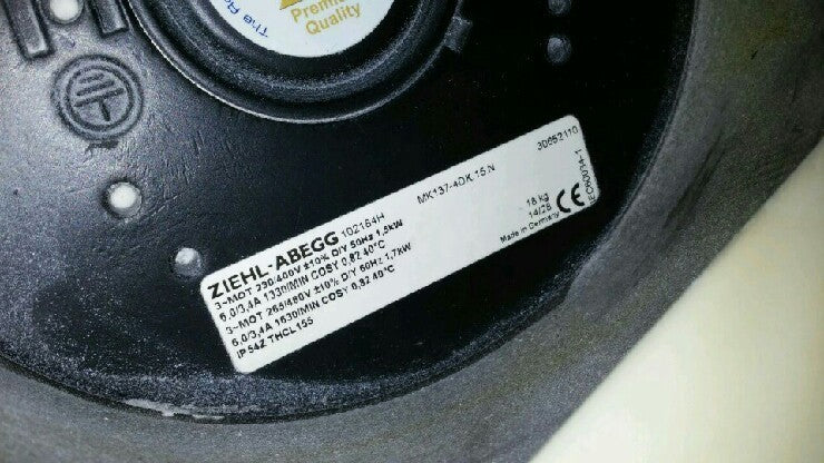 MK137-4DK.15.N ZIEHL-ABEGG Centrifugal Fan 1.5/1.7KW 3.4/6.0A 1330/1630rpm