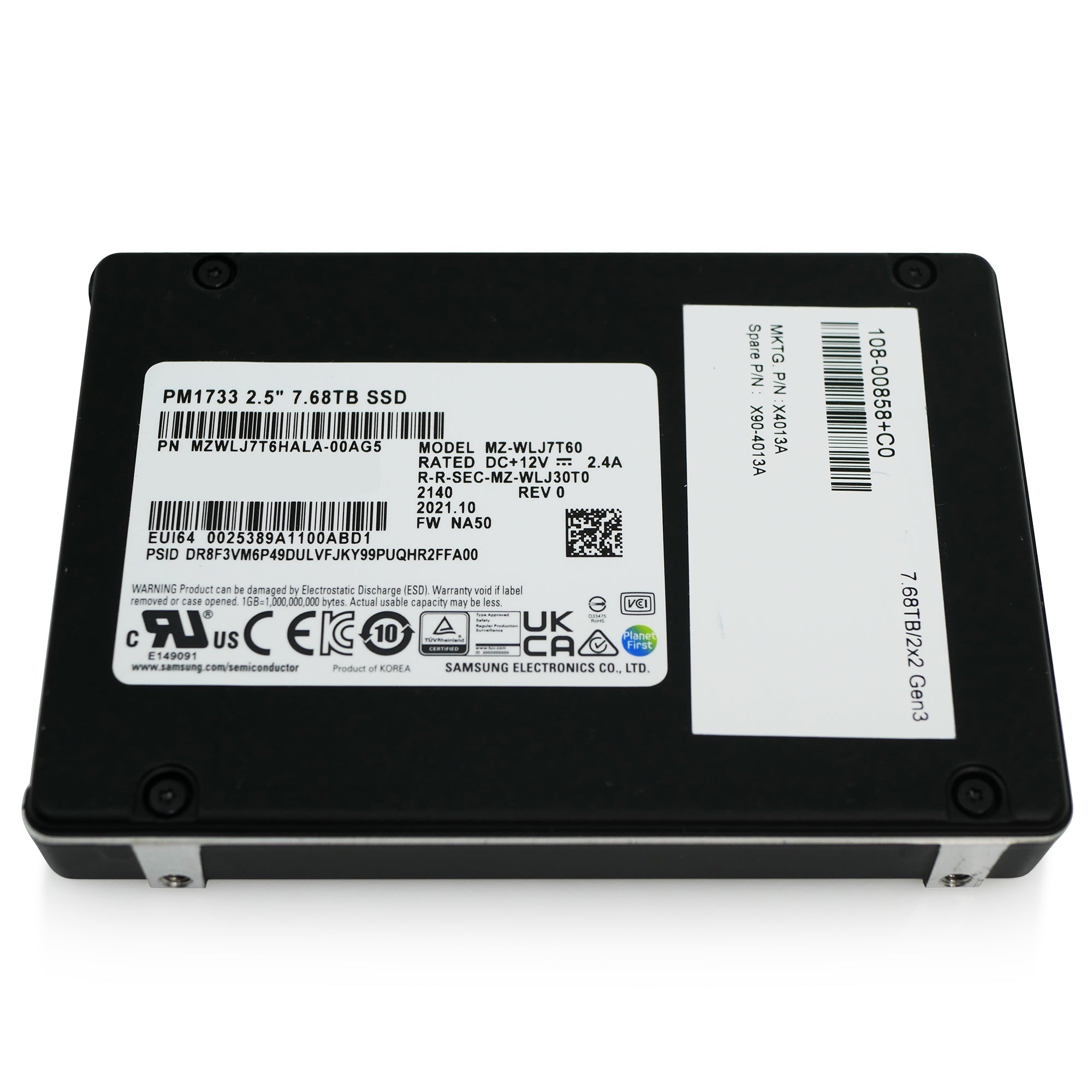 Samsung PM1733 MZWLJ7T6HALA 7.68TB 1 DWPD PCIe Gen 4.0 x4 8GB/s U.2 NVMe 2.5in Refurbished SSD