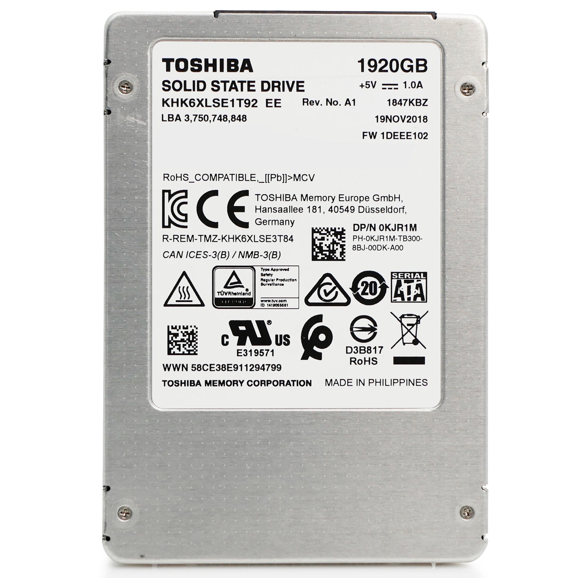 Toshiba HK6-DC KHK6XLSE1T92 1.92TB SATA 6Gb/s 3D TLC 2.5in Refurbished SSD