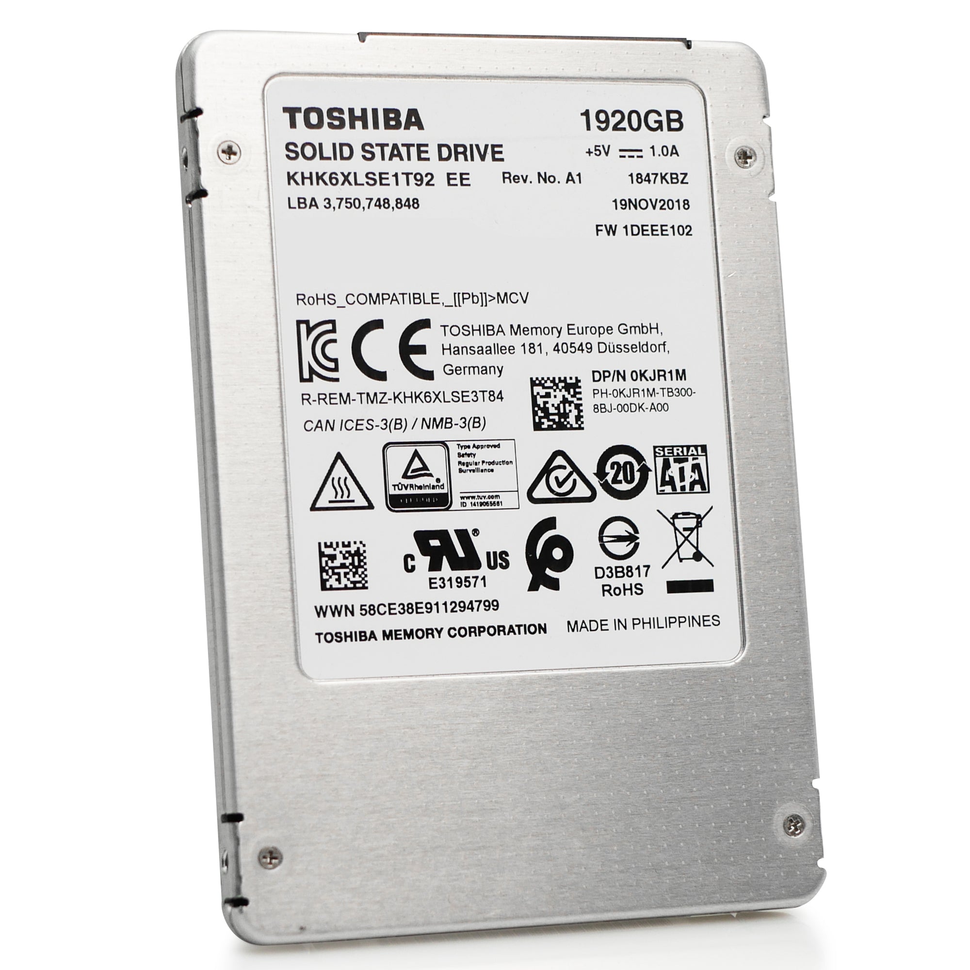 Toshiba HK6-DC KHK6XLSE1T92 1.92TB SATA 6Gb/s 3D TLC 2.5in Refurbished SSD