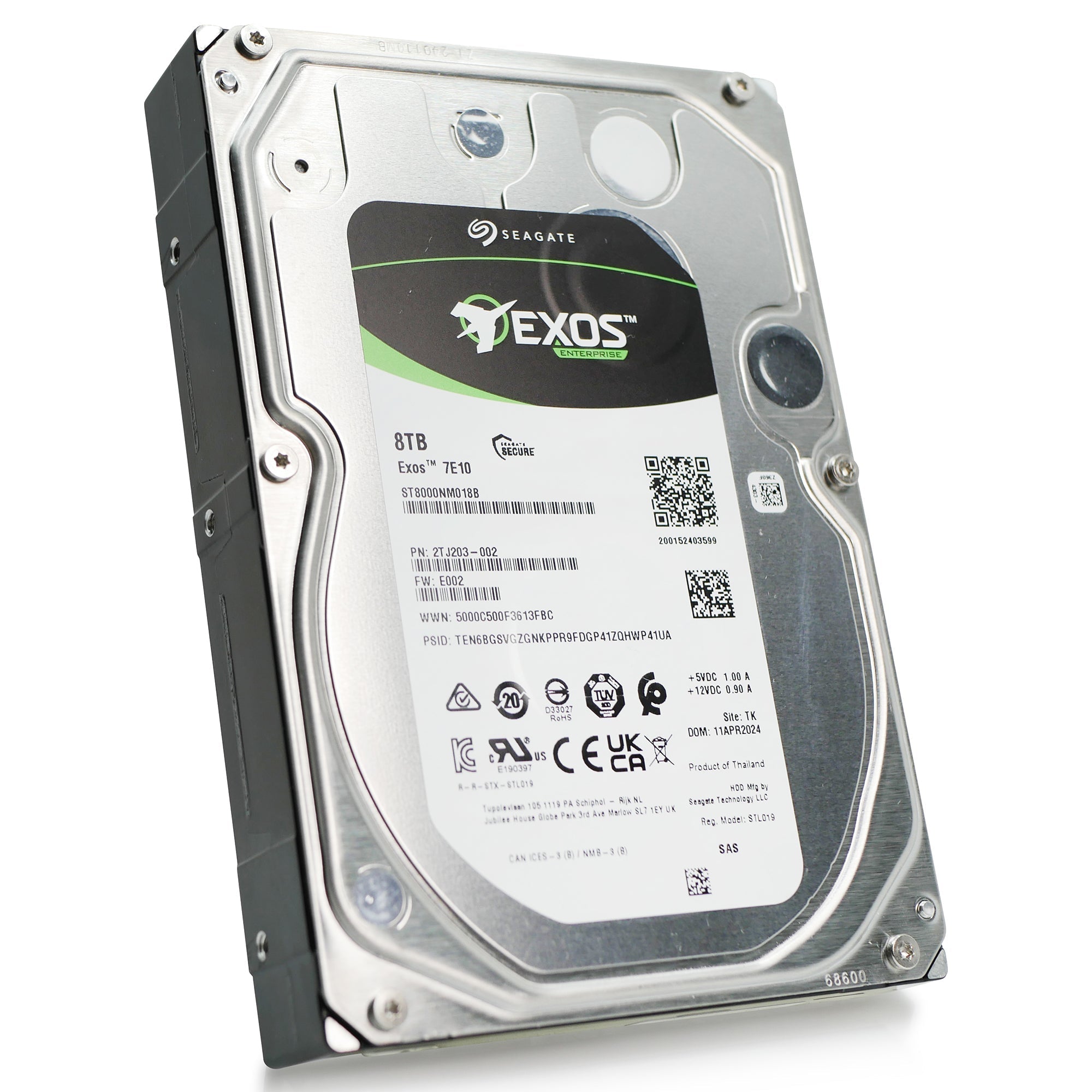 Seagate Exos 7E10 ST8000NM018B 8TB 7.2K RPM SAS 12Gb/s 512e 3.5in Hard Drive