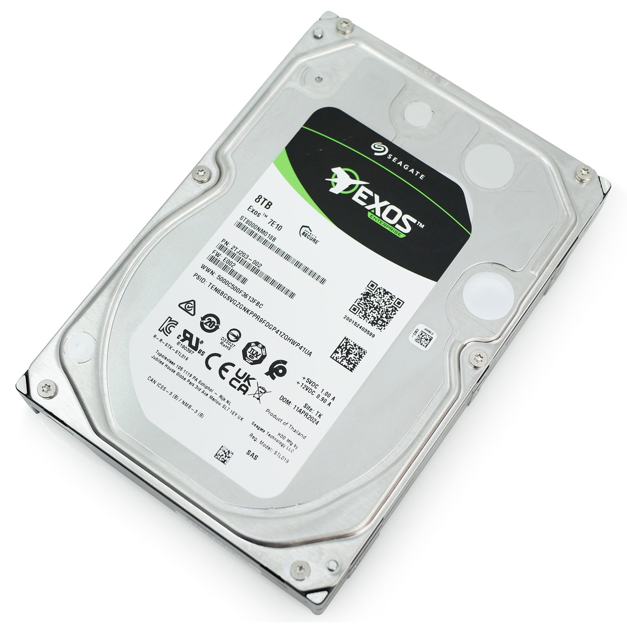 Seagate Exos 7E10 ST8000NM018B 8TB 7.2K RPM SAS 12Gb/s 512e 3.5in Refurbished HDD