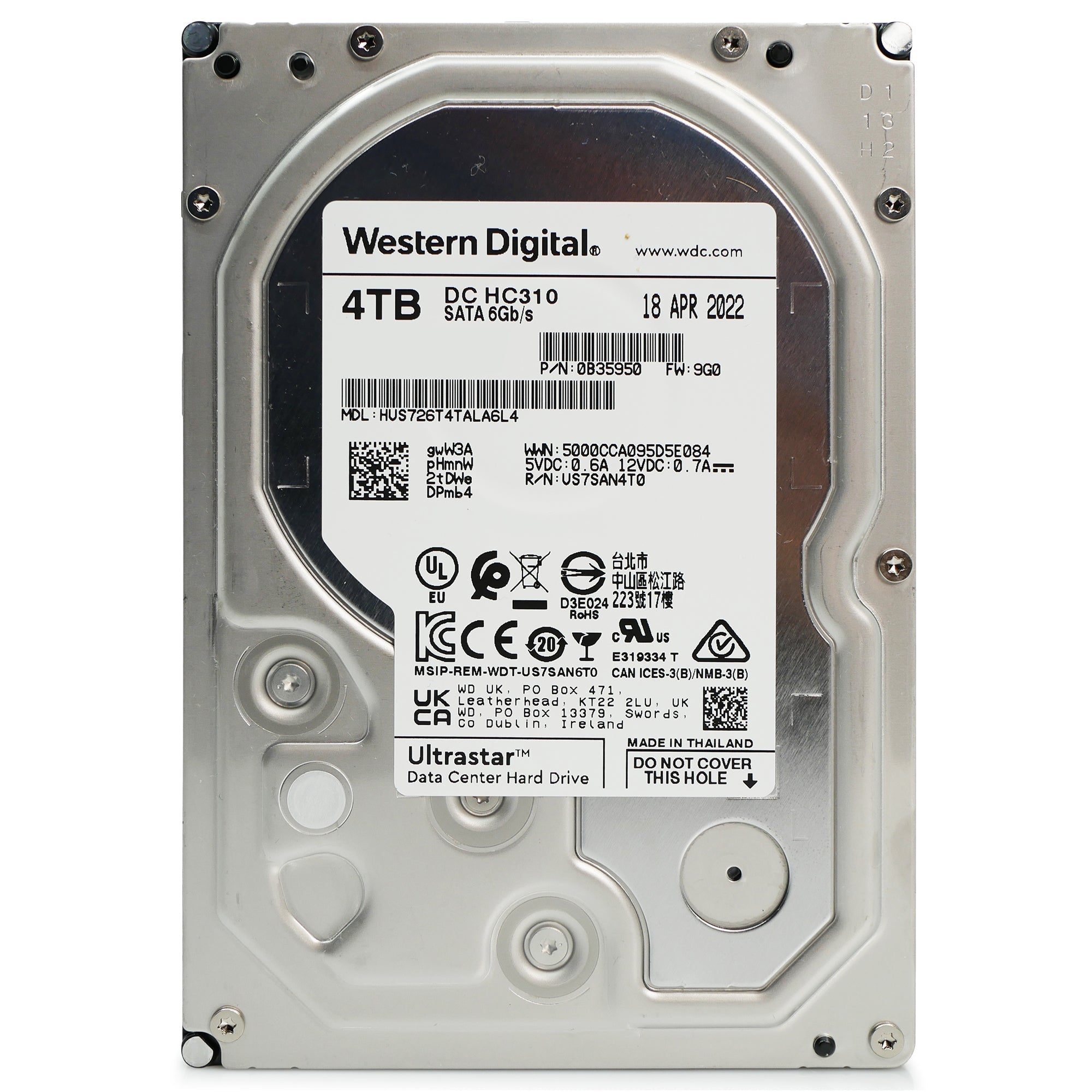 Western Digital Ultrastar DC HC310 HUS726T4TALA6L4 0B35950 4TB 7.2K RPM SATA 6Gb/s 512n 3.5in Hard Drive