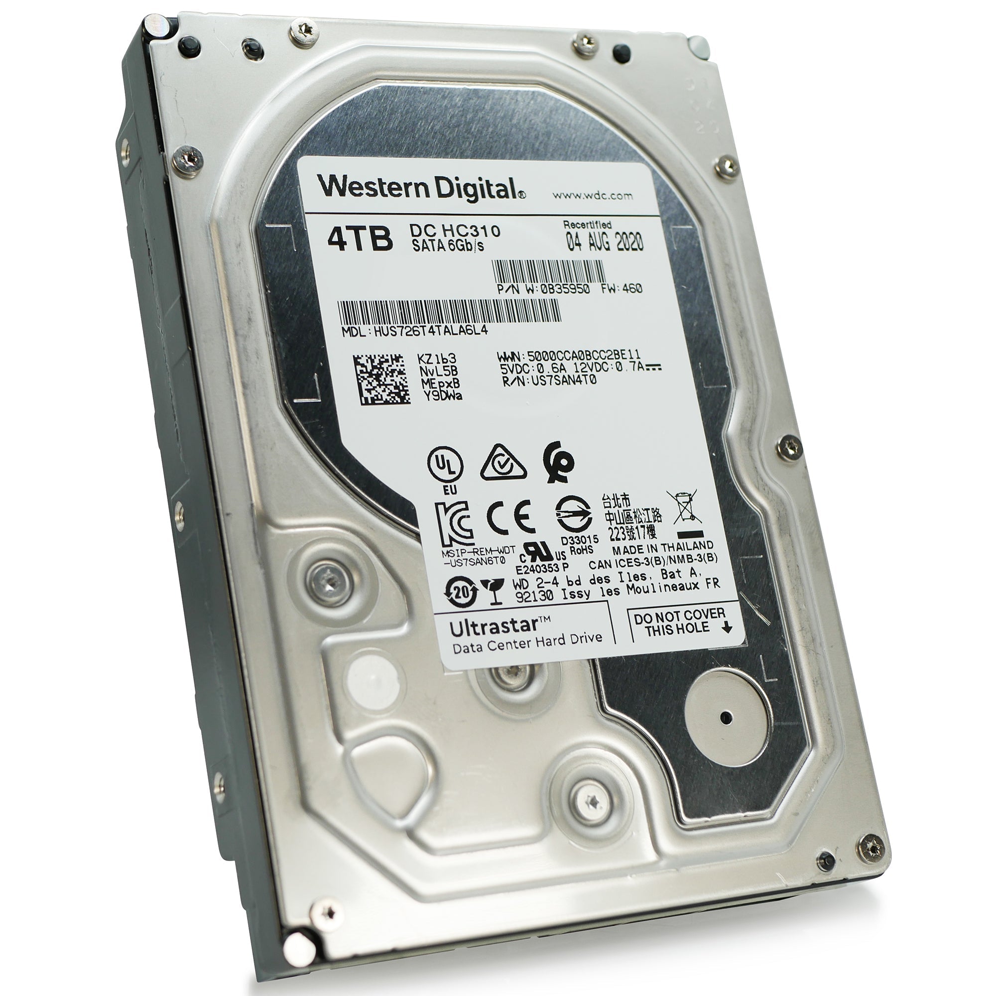 Western Digital Ultrastar DC HC310 HUS726T4TALA6L4 0B35950 4TB 7.2K RPM SATA 6Gb/s 512n 3.5in Recertified Hard Drive